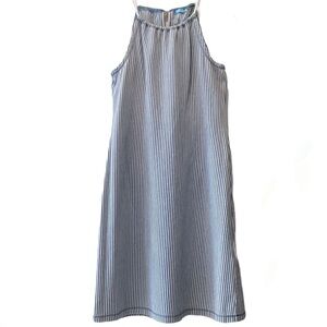 J. McLaughlin Denim Blue & White Striped Rope Strap Dress. XS